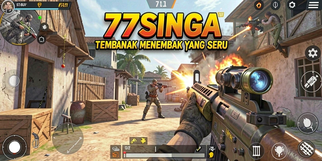 Tangkapan layar gameplay 77SINGA yang menampilkan aksi tembak-menembak.