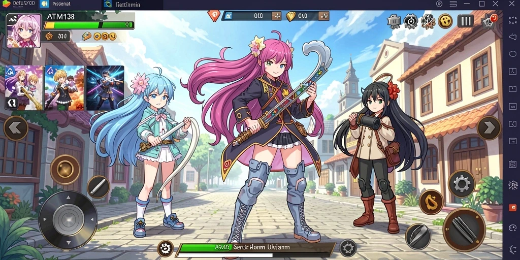 Tampilan gameplay ATM138 dengan karakter anime yang menarik.
