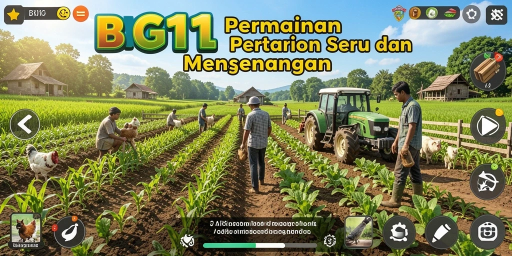 Screenshot gameplay BIG11 menampilkan keindahan ladang pertanian.