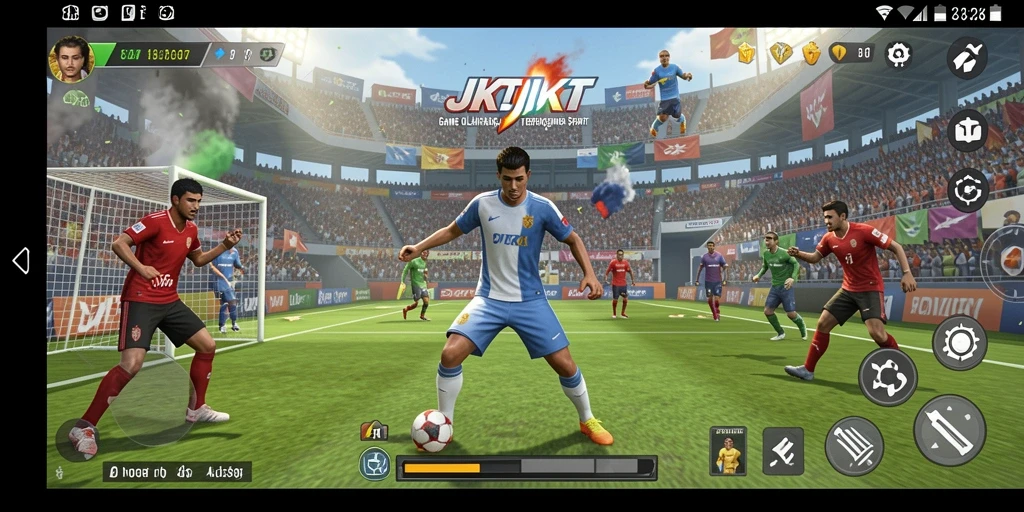 Tampilan gameplay seru JKTJKT yang menunjukkan aksi olahraga mendebarkan.