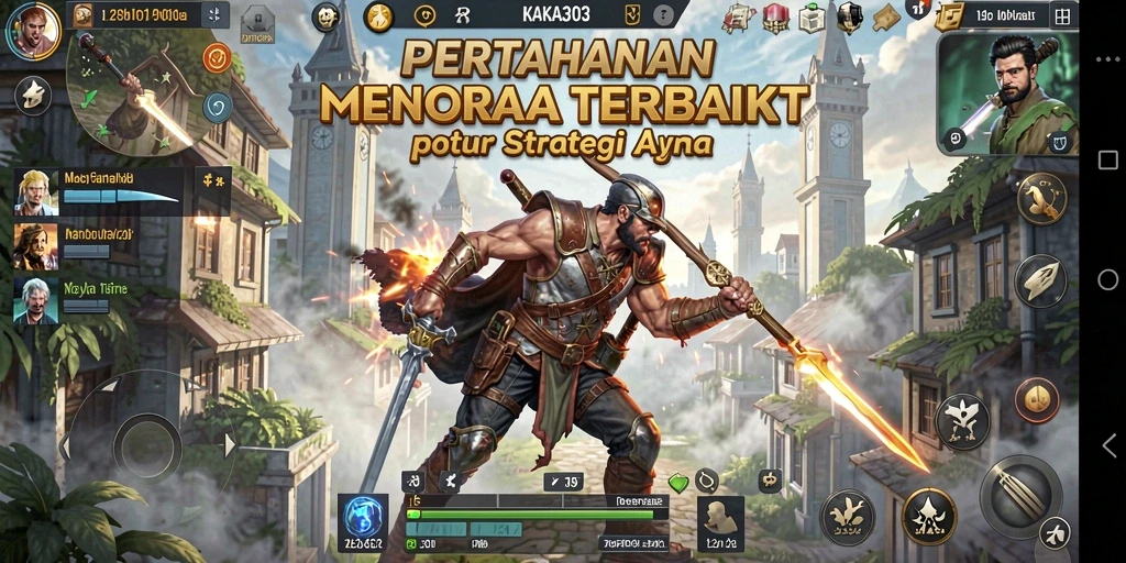 Tampilan gameplay KAKA303 yang intens dan strategis dalam Tower Defense.