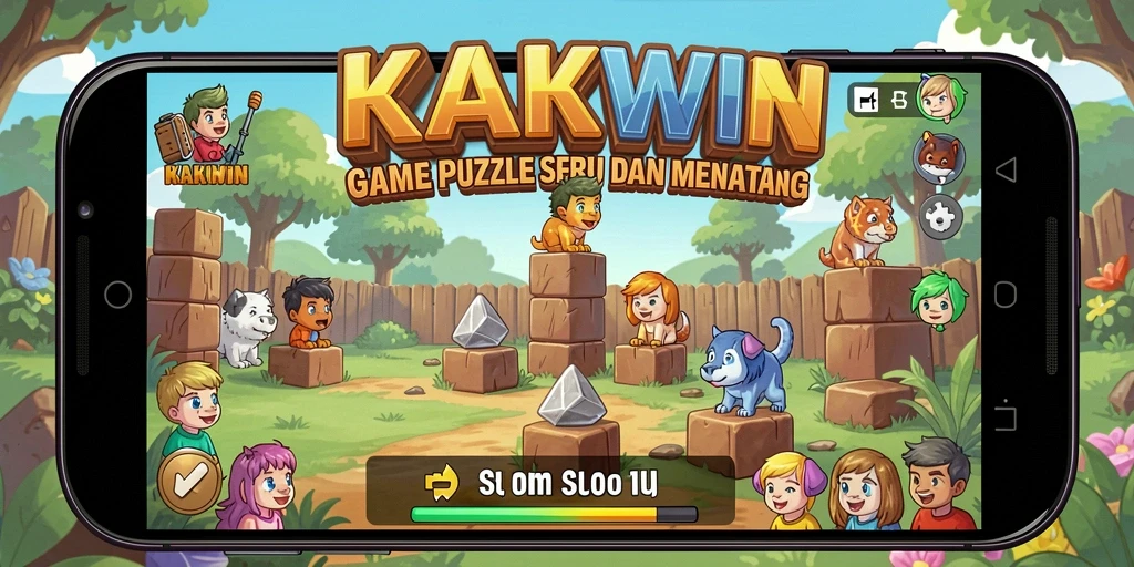Screenshot gameplay KAKWIN yang menampilkan tantangan Puzzle.