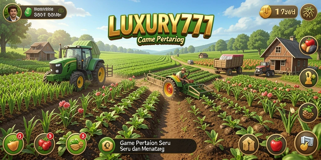Gameplay menakjubkan LUXURY777 yang menampilkan kebun yang rimbun.