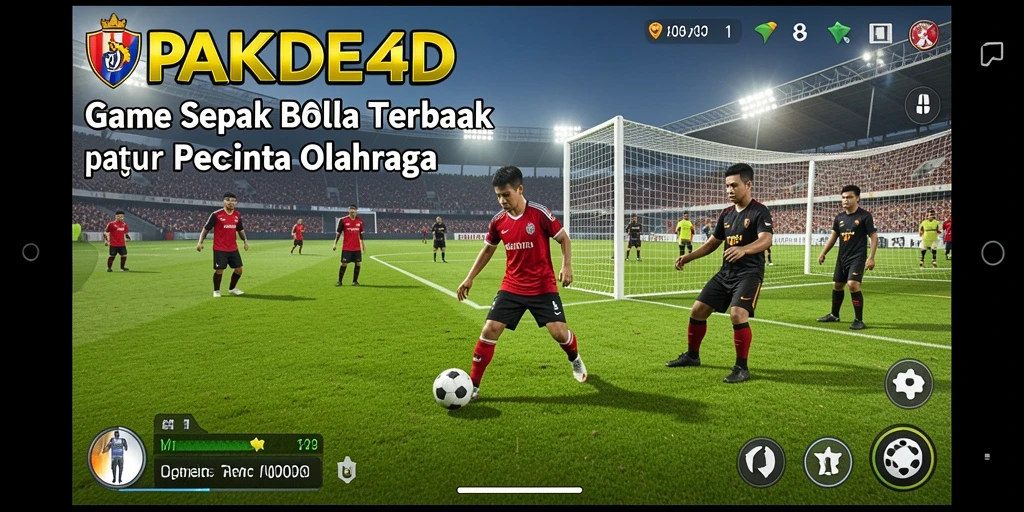 Tampilan aksi seru dalam gameplay sepak bola PAKDE4D.