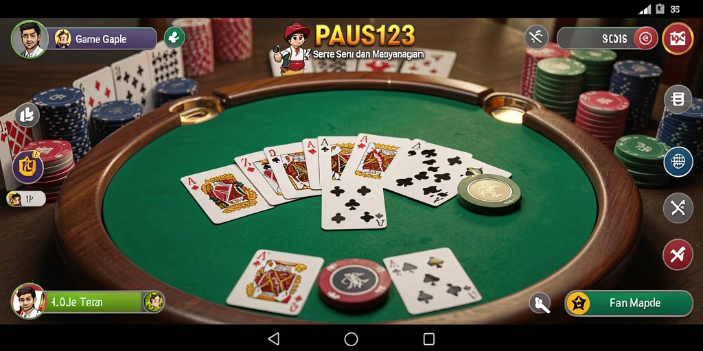 Screenshot PAUS123 menampilkan permainan Gaple yang seru dan interaktif.