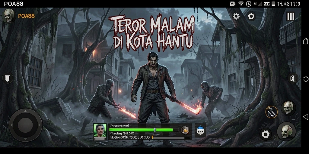 Screenshot gameplay POA88 yang menampilkan suasana menegangkan dan mencekam.