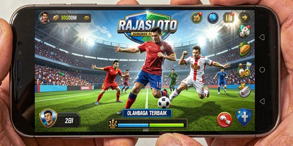 Gameplay seru RAJASLOTO dengan turnamen olahraga menarik.