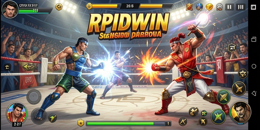 Tangkapan layar RPIDWIN menampilkan pertempuran epik antara karakter unik.