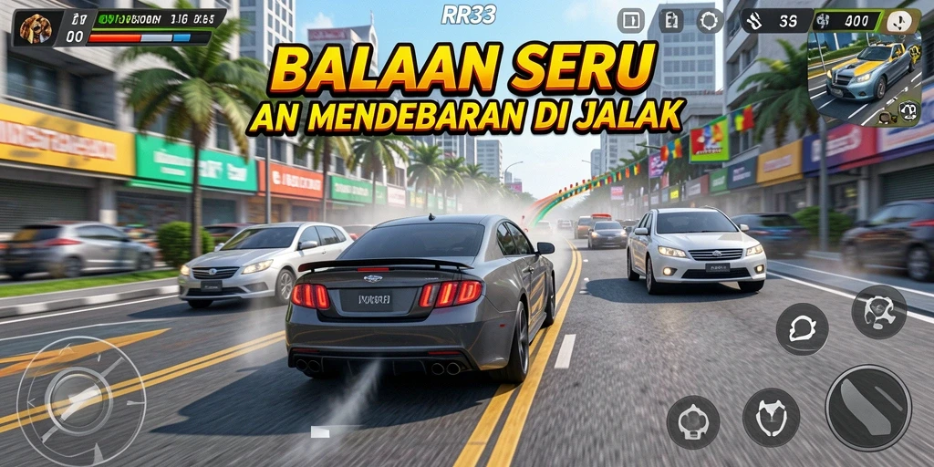 Tampilan gameplay Racing yang mendebarkan dan penuh aksi di RR33.