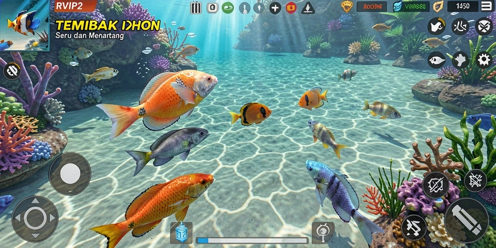 Gameplay RVIP2 yang seru dalam menembak ikan.
