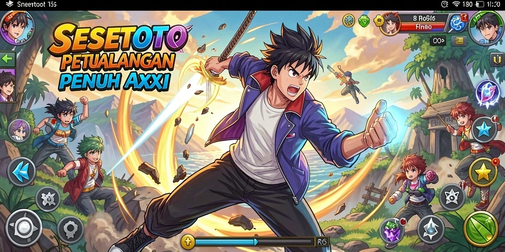 Tampilan gameplay SESETOTO yang penuh warna dan dinamis.