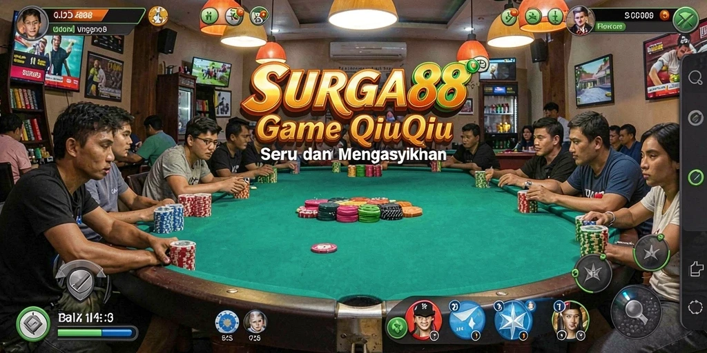 Screenshot SURGA88 menampilkan aksi seru permainan QiuQiu.