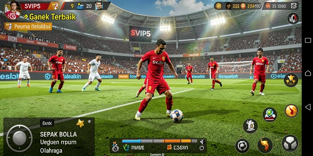 Screenshot menampilkan pertandingan seru dalam game sepak bola SVIP5.