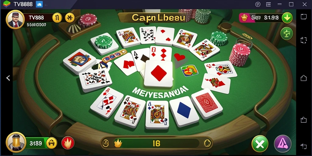 Screenshot gameplay TV888 menampilkan permainan Gaple yang seru.