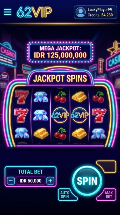 Tampilan antarmuka aplikasi 62vip yang sederhana dan menarik.